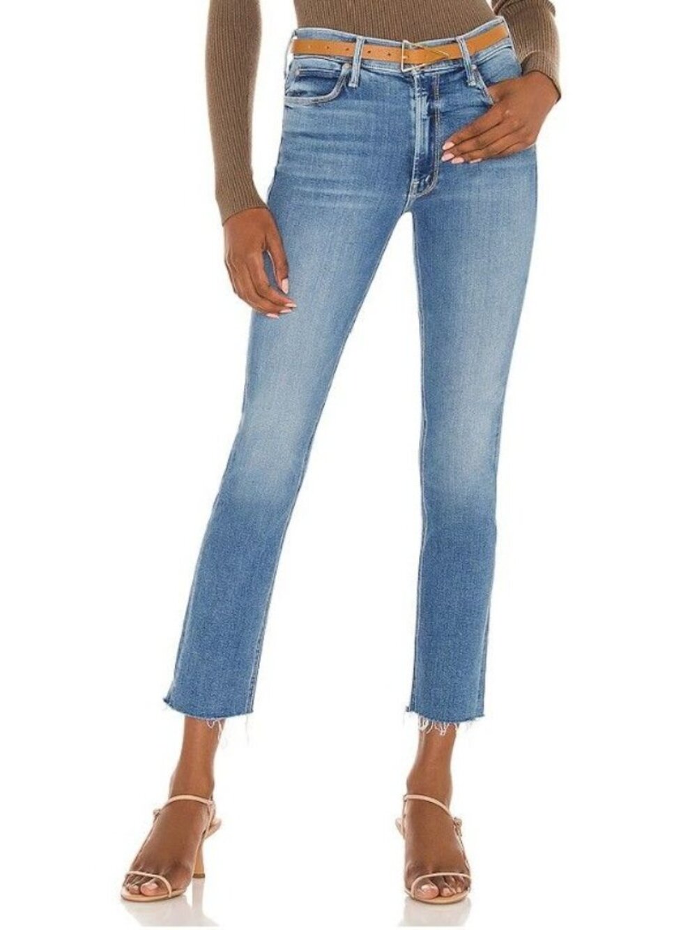 Mother Denim Mid Rise Dazzler Ankle Fray Jeans in Riding the Cliffside Size 27